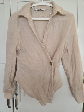 Zara Soft Light Pink Wrap Blazer Jacket